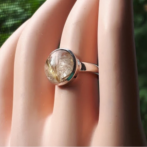 Golden Tourmalated Quartz Ring and Earrings - Picture 7 of 13